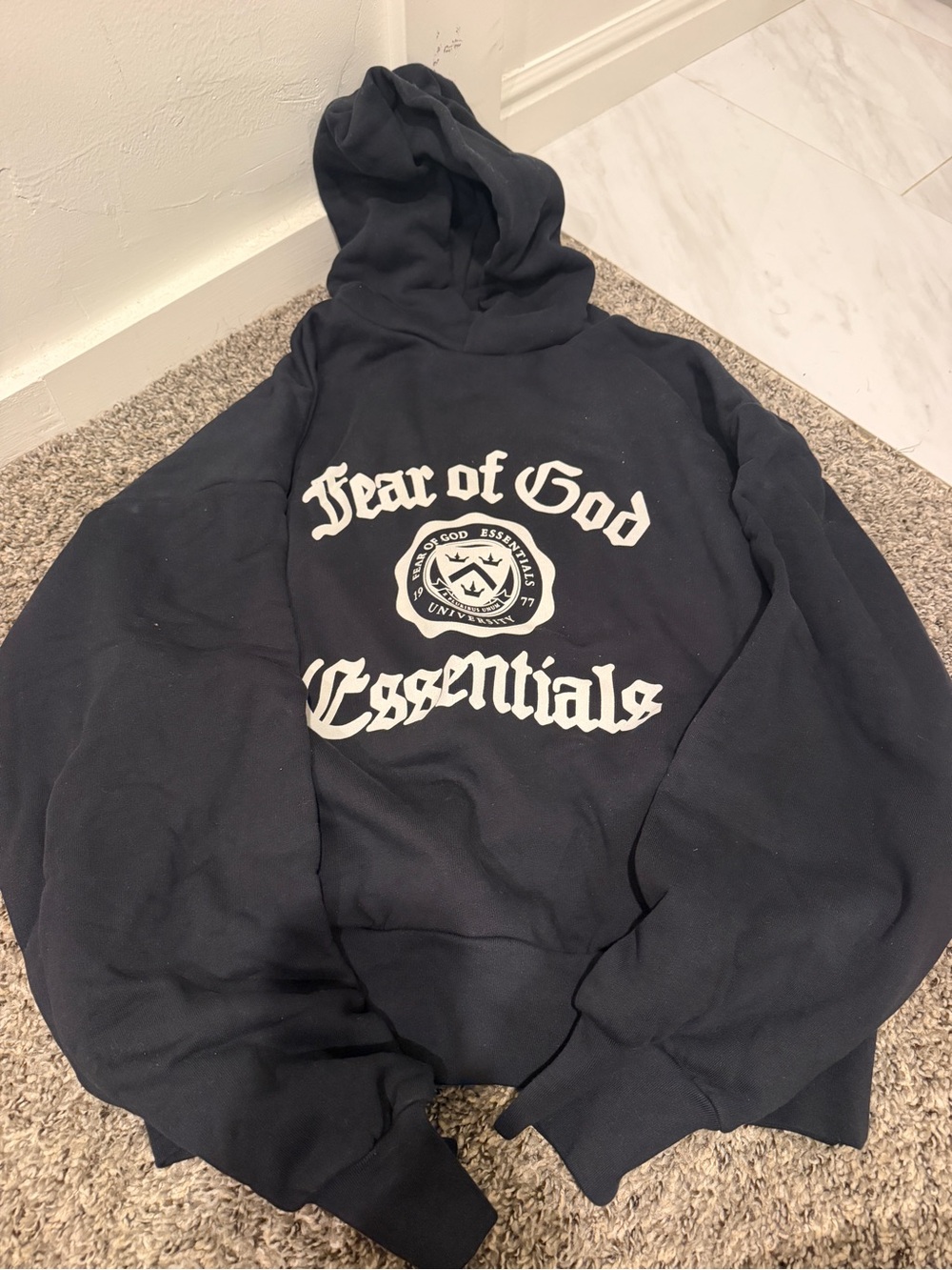 Essentials Fear of God Black Graphic Hoodie